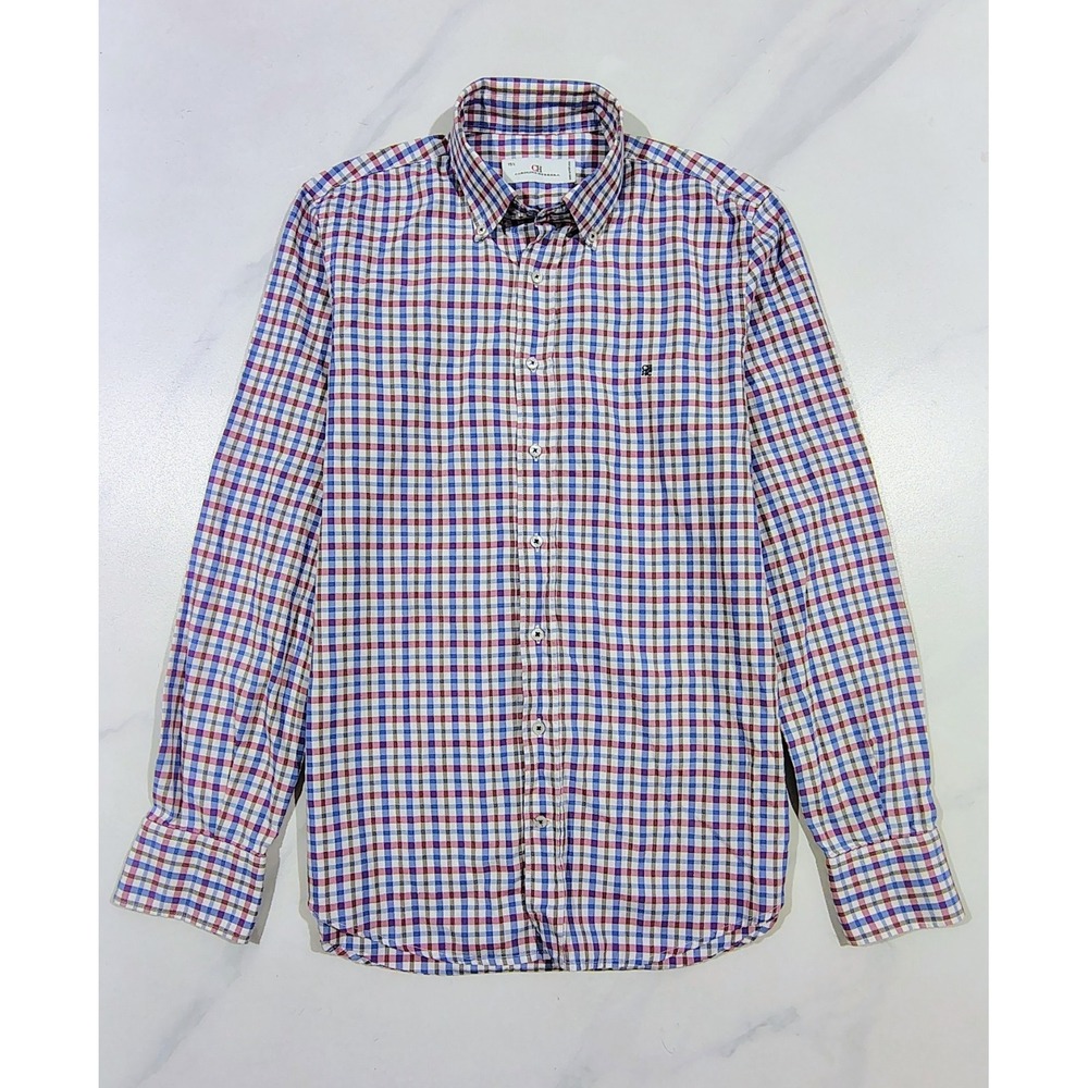 Carolina Herrera Men's Shirt Button Down Size 15 1/2 Cotton Plaid Multicolor M - Picture 3 of 13